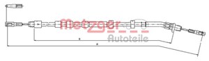 Kabel, parkeringsbremse, Bak, Venstre, MERCEDES-BENZ M-KLASS [W163], 163 420 07 85, 1634200785, 501 210 31 0E, 501210310E, A 163 420 07