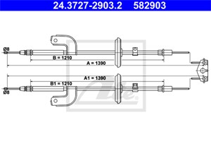 Kabel, parkeringsbremse, Bak, CHEVROLET AVEO Halvkombi, AVEO Sedan, 95301023, 95930035