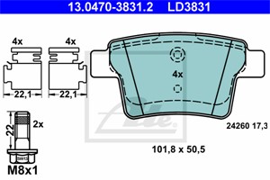 Bremseklosser sett, Bakaksel, FORD MONDEO III, MONDEO Sedan III, MONDEO Turnier III, JAGUAR X-TYPE I, X-TYPE Kombi I, 1356392, 1521329,