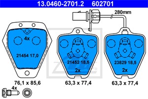 Bremseklosser sett, Foran, AUDI A6 C5, A6 C5 Avant, 4B0 698 151 C