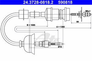 Kabel, clutchbetjening, PEUGEOT 405 I, 405 Break I, 2150 79