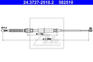 Kabel, parkeringsbremse, Bak, SKODA SUPERB II, 3T0 609 721 A, 3T0 609 721