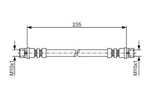 Bremseslange, Bakaksel, Ytre, MERCEDES-BENZ,VW, 2D0 611 775 A, 904 428 04 35, A 904 428 04 35