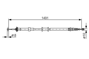 Kabel, parkeringsbremse, Venstre, ABARTH 500 / 595 / 695, 500C / 595C / 695C, FIAT 500, 500 C, PANDA, 51753526, 51826362