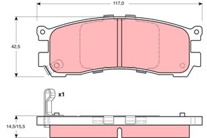 Bremseklosser sett, Bakaksel, MAZDA MPV I, J0V1-26-432B, J0Y12643Z, J0Y12643ZA, J0Y12643ZB, J0Y126443ZB, LBY02643Z, LCY12643Z