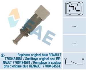Bremselysbryter, MITSUBISHI,NISSAN,OPEL,RENAULT,SMART,VAUXHALL, 11 31 2 246 810, 25320-00QAC, 25320-00QAD, 4408512, 4545450314, 77 00 43