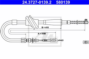 Kabel, parkeringsbremse, Høyre bak, AUDI 80 B2 Sedan, 90 B2, COUPE B2, 811 609 722 A, 811 609 722 B, 811 609 722 D, 811 609 722 E