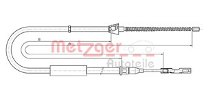 Kabel, parkeringsbremse, Bak, Venstre, AUDI A2, 8Z0 609 721C, 8Z0 609 721G