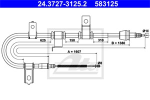 Kabel, parkeringsbremse, Høyre bak, HYUNDAI GETZ, 59770-1C000