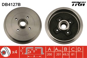 Bremsetrommel, Bakaksel, AUDI,SEAT,SKODA,VW, 115 330 192, 191 501 615 A, 1H0 501 615 A, 1H0 501 615 B, 1H0 501 615, 1HO 501 615 A, 1HO 5