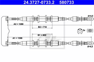 Kabel, parkeringsbremse, Høyre bak, OPEL VECTRA A, VECTRA A Halvkombi, VAUXHALL CAVALIER Mk Halvkombi III, CAVALIER Mk Sedan III, 5 22 5