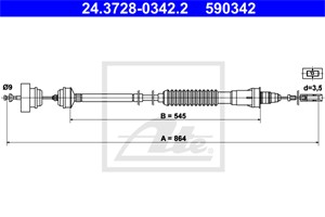Kabel, clutchbetjening, CITROËN,FIAT,LANCIA,PEUGEOT, 1476638080, 1480346080, 2150 J0, 2150 T1