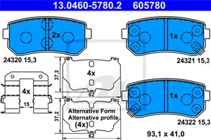 Bremseklosser sett, Bakaksel, HYUNDAI,KIA, 58302-0ZA00, 58302-1GA00, 58302-1HA00, 58302-1HA10, 58302-1JA30, 58302-1JA31, 58302-1MA00, 58