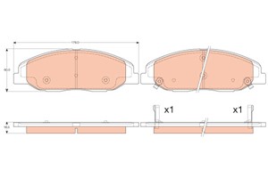 Bremseklosser sett, Framaksel, CADILLAC CTS, 25814699
