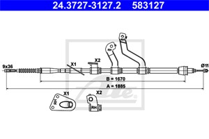 Kabel, parkeringsbremse, Høyre bak, HYUNDAI i30, i30 Coupé, i30 Hatchback Van, i30 Kombi, i30 Kombi Van, 59770-A6300