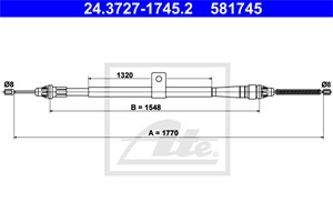 Kabel, parkeringsbremse, Høyre bak, NISSAN NOTE, 36530-9U00A, 36530-9U00B