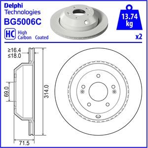 Bremseskive, Bakaksel, KIA SORENTO III, 58411C5700, S58411C5700