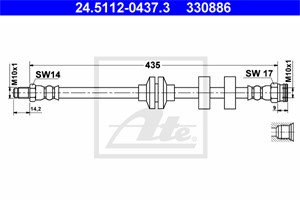 Bremseslange, Bakaksel, Framaksel, ALFA ROMEO 156, 156 Sportwagon, GT, FIAT MULTIPLA, 46556045, 51700558