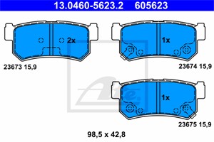 Bremseklosser sett, Bakaksel, DAEWOO,SSANGYONG, 4841308050, 4841308051, 48413090A0, 48413090A1