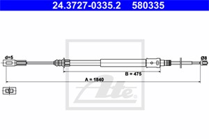Kabel, parkeringsbremse, Foran, CITROËN C5 I, C5 II, C5 Break I, C5 Break II, C5 Skåp / kombi, 4745 R5