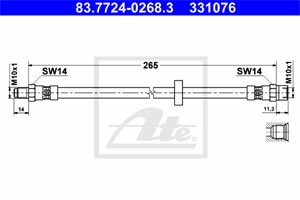 Bremseslange, Bakaksel, VOLVO S60 I, S80 I, V70 II, XC70 CROSS COUNTRY I, 30665462, 30714820, 30792533, 31257709, 9169139, 9485452