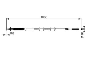Kabel, parkeringsbremse, Høyre, FIAT GRANDE PUNTO, PUNTO, PUNTO EVO, PUNTO Skåp/halvkombi, 55700926, 55704105