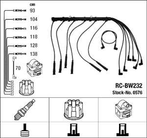 Tennledningssett, BMW 3 [E21, E30], 3 Cabriolet [E30], 3 Touring [E30], 5 [E12, E28], 1 710 591, 12 12 1 710 591