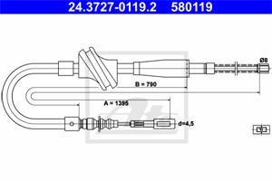Kabel, parkeringsbremse, Bak, AUDI 100 C3 Avant, 100 C3 Sedan, 443 609 721 F, 443 609 721 K, 443 609 721