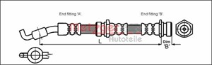 Bremseslange, Foran, Høyre, Venstre, KIA PRIDE, PRIDE Kombi, MAZDA 121 I, 121 II, 121 III, DEMIO, D001-43-980A, D001-43-980B, D061-43-98