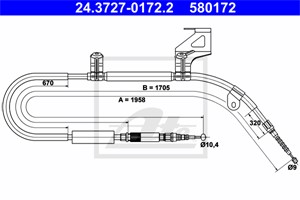 Kabel, parkeringsbremse, Høyre bak, AUDI A6 C5, A6 C5 Avant, 4B0 609 722 D, 4B0 609 722 J, 4B0 609 722 L, 4B0 609 722 N