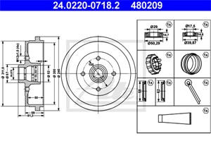 Bremsetrommel, Bakaksel, AUDI,SEAT,SKODA,VW, 115 330 192, 191 501 615 A, 1H0 501 615 A, 323 501 615, 331 501 615 A, 6U0 501 615 A, 6U0 5