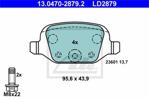 Bremseklosser sett, Bakaksel, ABARTH,CITROËN,FIAT,LANCIA, 77362270, 77363445, 77364024, 77364961, 9948417, 9949335
