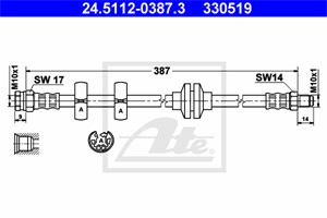Bremseslange, Framaksel, Framaksel venstre, ALFA ROMEO 145, 146, FIAT BRAVA, BRAVO I, 46421966, 46448593, 7674977