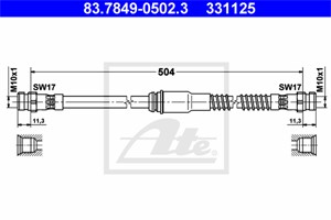 Bremseslange, Framaksel, AUDI,SEAT,SKODA,VW, 1K0 611 701 A, 1K0 611 701 C, 1K0 611 701 J, 1K0 611 701 L, 1K0 611 701 N, 1Q0 611 701 E