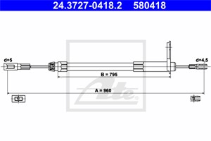 Kabel, parkeringsbremse, Bakre venstre, MERCEDES-BENZ C-KLASS [W202], C-KLASS T-Model [S202], CLK [C208], CLK Cabriolet [A208], 202 420