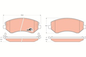 Bremseklosser sett, Framaksel, CHRYSLER VOYAGER IV, DODGE CARAVAN, JEEP CHEROKEE, 05019984AA, 05066427AA, 05096349AA, 5019984AA, 5019985