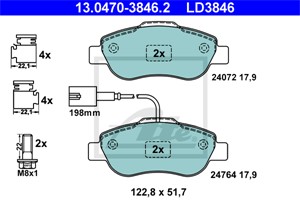 Bremseklosser sett, Framaksel, FIAT 500, 500 C, FORD KA, 1559697, 1731171, 1736937, 1778384, 77364636, 77365817, 9S51-2K021-AA, BS51-2K0