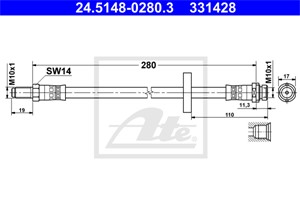 Bremseslange, Bakaksel, FORD MONDEO III, MONDEO Sedan III, MONDEO Turnier III, 1114758, 1117107, 1121635, 1444731, 1S71-2282-AB, 1S71-22