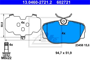Bremseklosser sett, Bakaksel, LAND ROVER DISCOVERY II, RANGE ROVER I, RANGE ROVER II, SFP100470, SFP100490, STC1879, STC3684