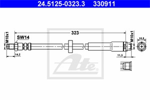 Bremseslange, Bakaksel, AUDI A6 Allroad C6, A6 C6, A6 C6 Avant, 4F0 611 775 D, 4F0 611 775