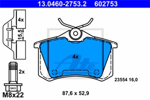 Bremseklosser sett, Bakaksel, RENAULT FLUENCE, GRAND SCÉNIC III, MEGANE Coupé III, SCÉNIC III, 44 06 035 30R, 44 06 064 18R