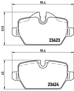 Bremseklosser sett, Bakaksel, BMW 1 [E81, E87], 1-Serie Coupé [E82], 3 [E90], 3 Coupé [E92], 34121288889, 34121288890, 34216767145, 3421