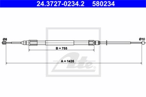 Kabel, parkeringsbremse, Bak, BMW 1 [E81, E87], 1-Serie Cabriolet [E88], 1-Serie Coupé [E82], 34 40 6 760 443