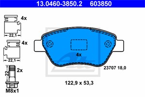 Bremseklosser sett, Framaksel, FIAT 500, DOBLO Minibus, minivan, DOBLO Skåp/stor limousine, PANDA, PANDA Skåp/halvkombi, 77364517, 7736