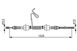 Kabel, parkeringsbremse, Bak, Venstre, FORD TRANSIT Buss, TRANSIT Flak/chassi, TRANSIT Skåp, 4122075, 4331046, YC152 A809 CF, YC152 A809