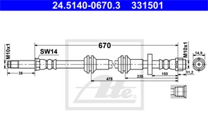 Bremseslange, Framaksel, AUDI A6 C7, A6 C7 Avant, A7 Sportback, 4G0 611 707 H