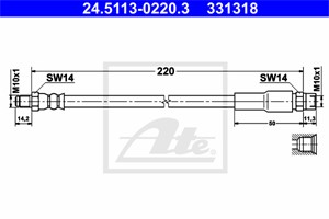 Bremseslange, Bak, Ved bremsekaliper, AUDI, 443 611 775 F, 803 611 707, 803 611 775, 8D0 611 775 D