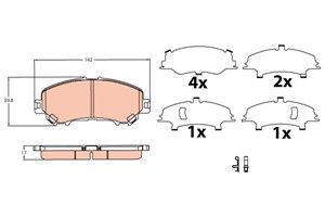 Bremseklosser sett, Framaksel, NISSAN QASHQAI SUV II, D1060-4BA0A, D1060-4EA0A
