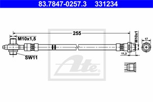 Bremseslange, Bakaksel, Høyre bakaksel, AUDI,SEAT,SKODA,VW, 1K0 611 776, 561 611 776, 5C0 611 776