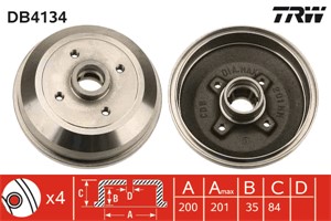 Bremsetrommel, Bakaksel, CHEVROLET,OPEL,VAUXHALL, 4 18 025, 4 18 051, 90425920, 90509107